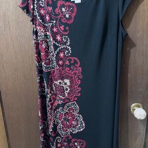 Elegant Black and Red Floral Dress